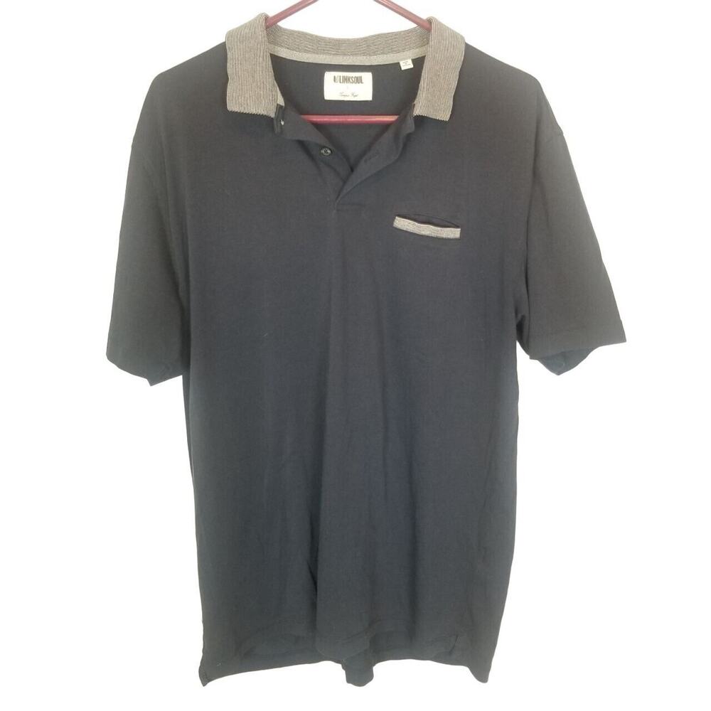 Linksoul Mens Luxury Cotton Polo Shirt L Stretch Activewear Breathable Athletic